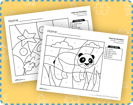 Free printable color by number worksheets for kindergarten. 