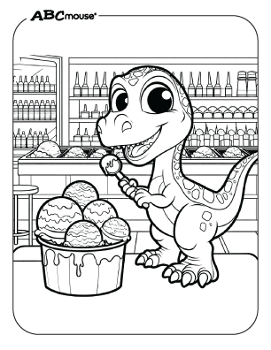 Free printable velociraptor dinosaur coloring page for kids from ABCmouse.com. 