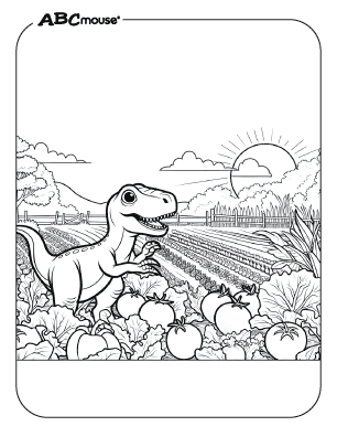 Free printable velociraptor dinosaur coloring page for kids from ABCmouse.com. 