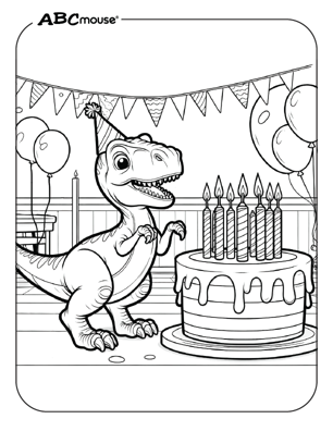 Free printable velociraptor dinosaur coloring page for kids from ABCmouse.com. 