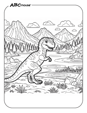 Free printable velociraptor dinosaur coloring page for kids from ABCmouse.com. 