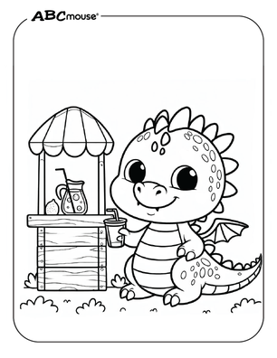 Free printable dragon coloring page from ABCmouse.com. 