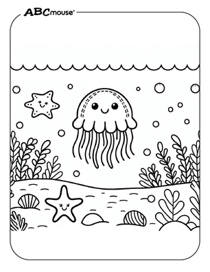 Free Printable Jellyfish Coloring Page from ABCmouse.com.
