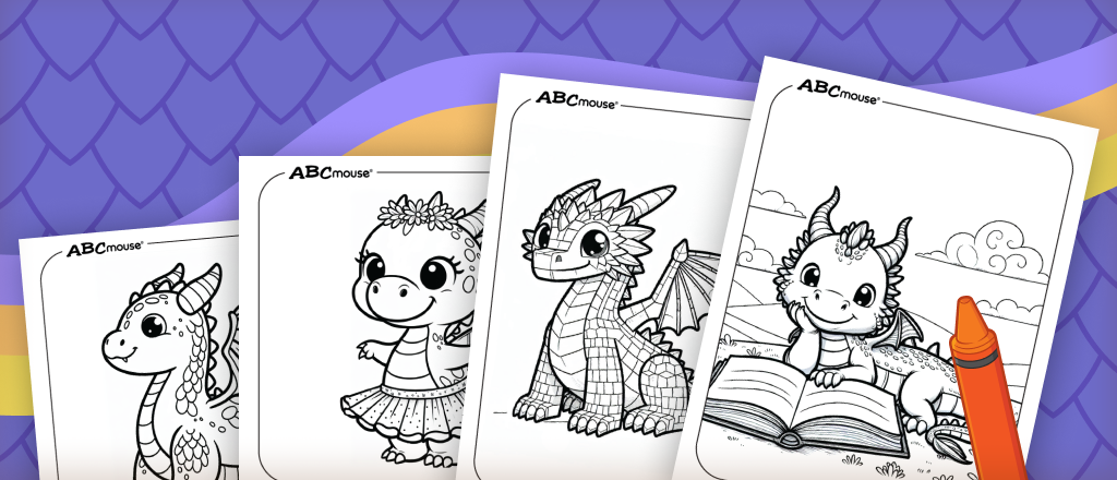 Free printable dragon coloring pages from ABCmouse.com. 
