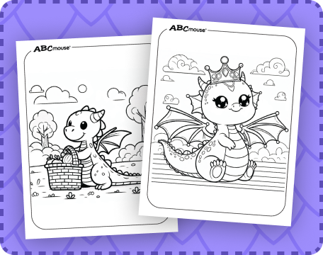Free printable dragon coloring pages from ABCmouse.com. 