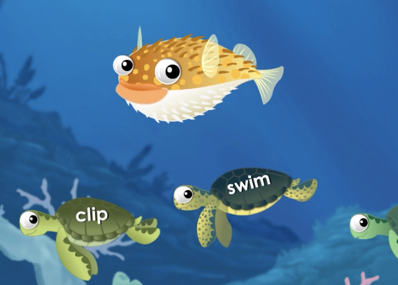 Screenshot of puffer fish party game on ABCmouse.com. 