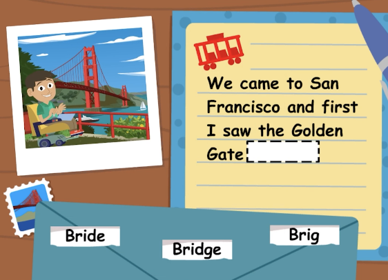 Screenshot of word Tyler's vacation game on ABCmouse.com. 