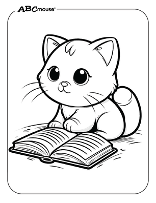 Free printable cat reading coloring pages for kids from ABCmouse.com. 