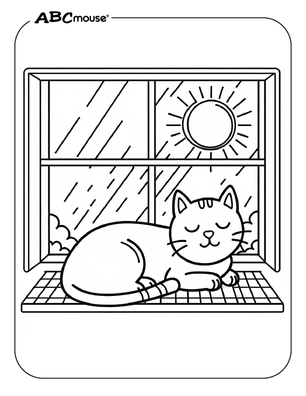 Free printable cat in the sun coloring pages for kids from ABCmouse.com. 