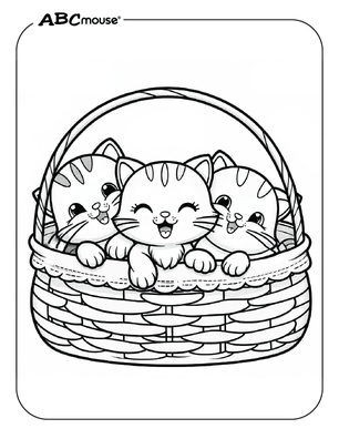 Free printable kittens in a basket coloring pages for kids from ABCmouse.com. 