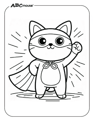 Free printable cat super hero coloring pages for kids from ABCmouse.com. 