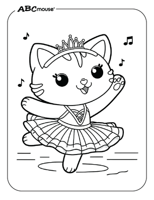 Free printable cat ballerina coloring pages for kids from ABCmouse.com. 