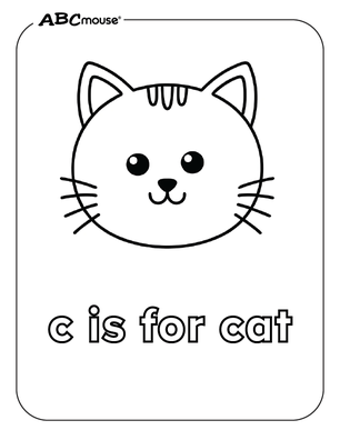 Free printable c is for cat coloring pages for kids from ABCmouse.com. 