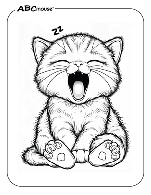 Free printable cat yawning coloring pages for kids from ABCmouse.com. 
