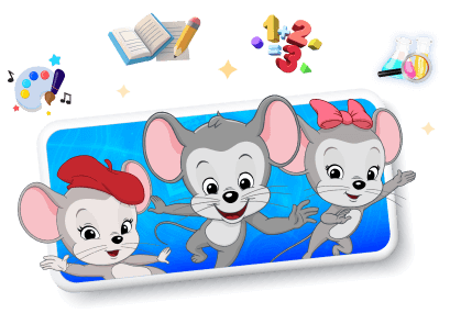 ABCmouse characters coming to life out of a phone. 