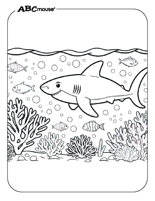 Free printable shark coloring page from ABCmouse.com. 