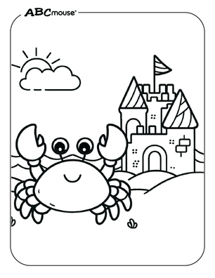 Free printable crab coloring page for kids from ABCmouse.com.
