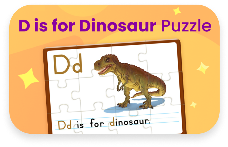 Free D is for Dinosaur puzzle kindergarten game to play for kids on ABCmouse.com. 