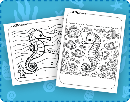 Free printable seahorse coloring pages from ABCmouse.com. 