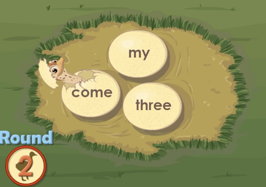 Screen capture of the game Ostrich Egg Hatcher, by ABCmouse.com. 