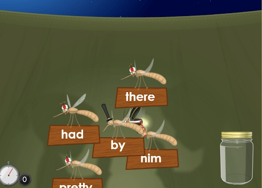 Screen shot of a fun sight word game called 'Buggy Sight Words' from ABCmouse.com. 