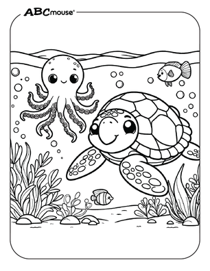 Free printable sea turtle coloring page from ABCmouse.com. 
