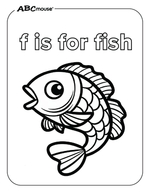 F is for Fish free fish coloring page from ABCmouse.com. 