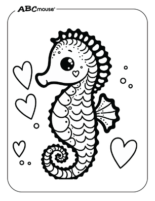 Free printable seahorse coloring page from ABCmouse.com. 