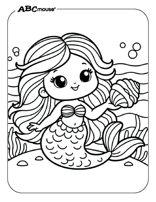 Free printable mermaid coloring page from ABCmouse.com. 