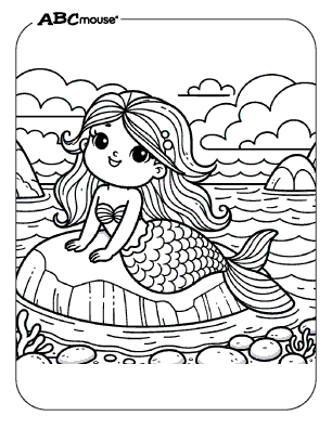 Free printable mermaid coloring page from ABCmouse.com. 