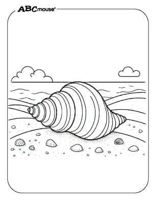 Free printable sea shell coloring page from ABCmouse.com. 