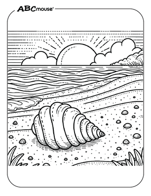 Free printable sea shell coloring page from ABCmouse.com. 