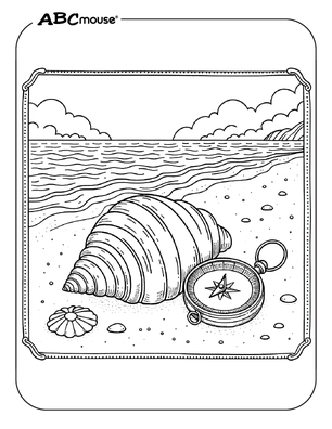 Free printable sea shell coloring page from ABCmouse.com. 