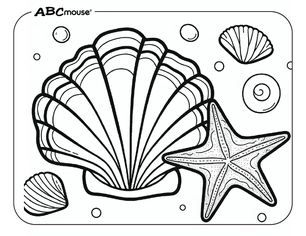 Free printable sea shell coloring page from ABCmouse.com. 