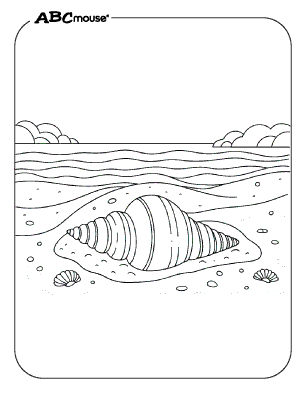 Free printable sea shell coloring page from ABCmouse.com. 