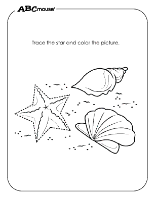 Free printable sea shell coloring page from ABCmouse.com. 