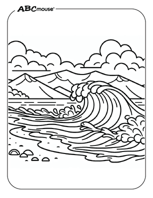 Ocean waves on the beach free coloring page from ABCmouse.com.