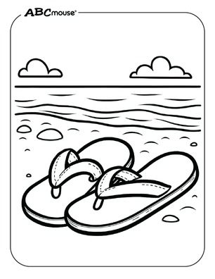 Sandals on the beach free coloring page from ABCmouse.com. 