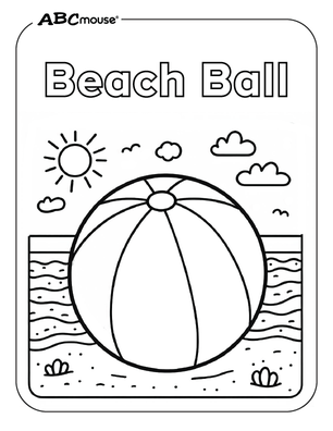 Beach ball on the beach free coloring page from ABCmouse.com.