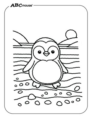 Penguin on the beach free coloring page from ABCmouse.com.