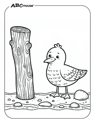 Seagull on the beach on the beach free coloring page from ABCmouse.com.