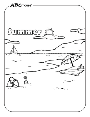 Summer beach free coloring page from ABCmouse.com.