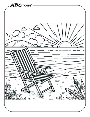 Chair on the beach free coloring page from ABCmouse.com.