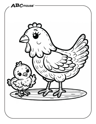 Free printable chicken coloring book page from ABCmouse.com. 