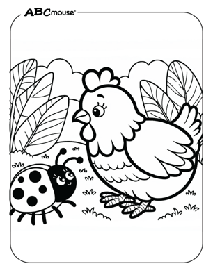 Free printable chicken coloring book page from ABCmouse.com. 