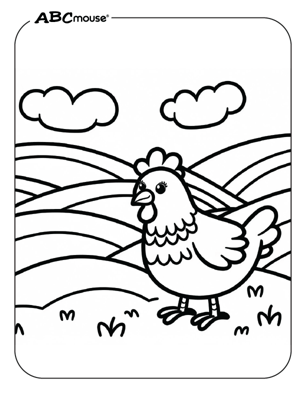 Free printable chicken coloring book page from ABCmouse.com. 