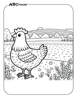 Free printable chicken coloring book page from ABCmouse.com. 