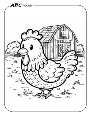 Free printable chicken coloring book page from ABCmouse.com. 