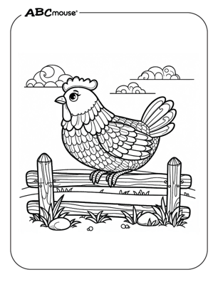 Free printable chicken coloring book page from ABCmouse.com. 