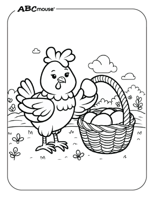 Free printable chicken coloring book page from ABCmouse.com. 